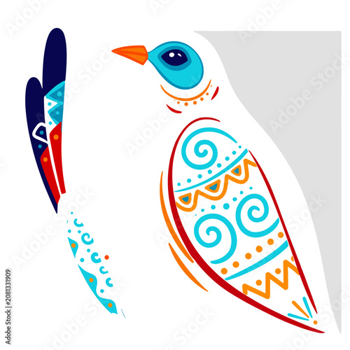 Tribal Pattern Decorative Bird Vector Illustration