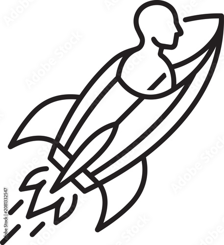 Person launching as rocket illustration for productivity and startup branding