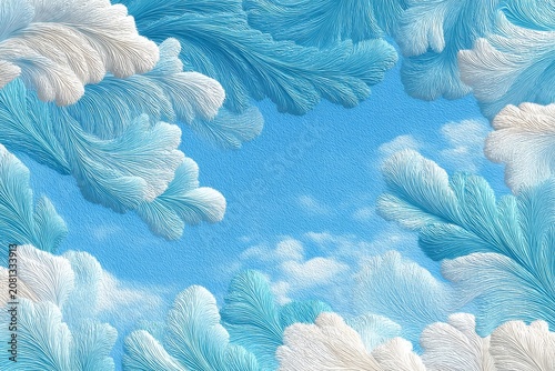 Abstract Dotted Blue Sky Pattern With White Clouds Artistic Texture Background For Digital Design