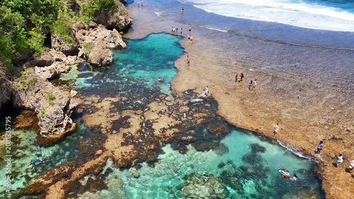 Rock Pools Siargao Philippines Drone Aerial, Natural Tidal Pools