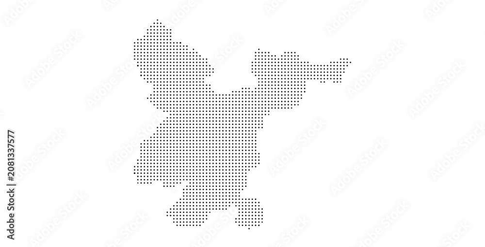 Obraz premium Abstract dot art map of the country of Brunei Darussalam.