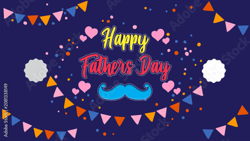 happy fathers day text typhography design with ornaments
