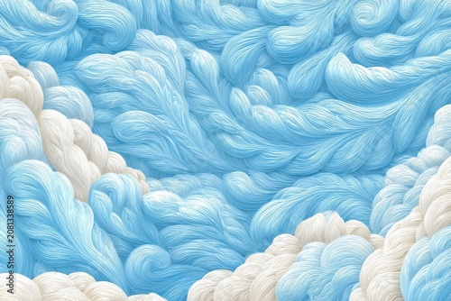Abstract Pixel Art Texture Of Swirling Blue And White Clouds In A Retro Game Inspired Aesthetic