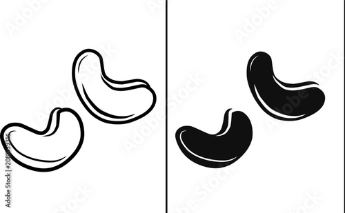 Doodle Casew. Cashew Handdraw. Cashew Vector Illustration