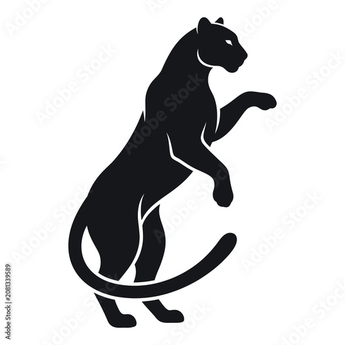 Black silhouette of a panther standing on hind legs  animal graphic resource icon
