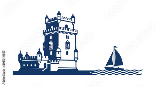 Belem Tower Lisbon Portugal Landmark Nautical Travel Silhouette