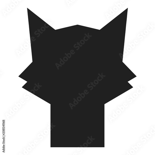 Geometricanimalheadsilhouettewithpointyearsisolatedonwhitebackground icon