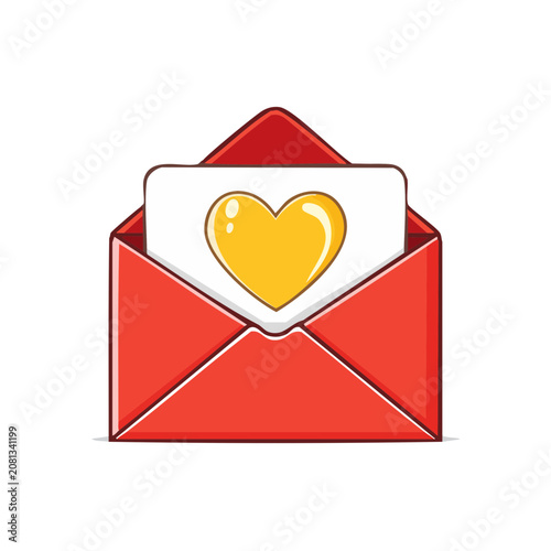 Red envelope with yellow heart icon