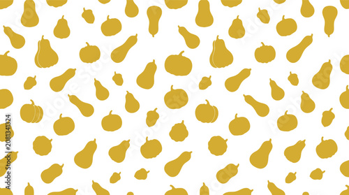 Photos Seamless autumn pumpkin and gourd vector pattern in yellow for seasonal backgrou