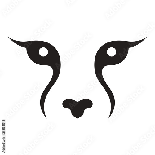 Minimalist stylized animal face illustration with long curved nose and eyes icon