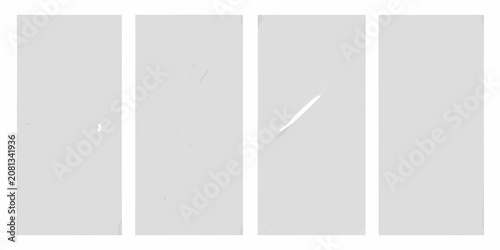 Fotografie four vertical sheets of clean white paper with subtle creases texture plain stat