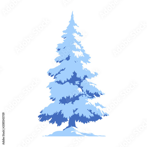 Snow Covered Pine Tree Vector Illustration