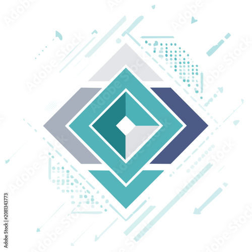 Abstract Geometric Diamond Logo with Arrows
