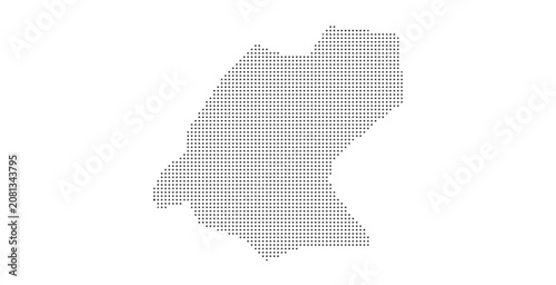 Obraz na plátně Abstract representation of a geographic boundary made of small black dots on white background