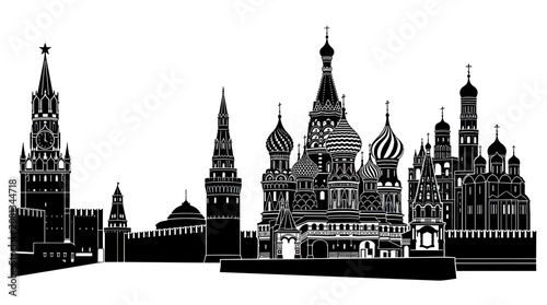 Photos Moscow Kremlin and Saint Basil's Cathedral Silhouette, Russia Landmark