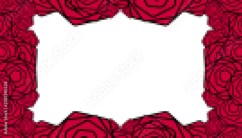 Photos Bordure cadre de roses rouges dessinées, illustration florale romantique Saint-V