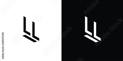 Modern and strong letter LL initials logo design