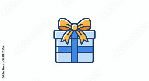 A simple flat vector illustration of a wrapped gift box with a decorative bow on top