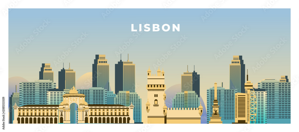 Fototapeta premium lisbon cityscape background for tourism and travel