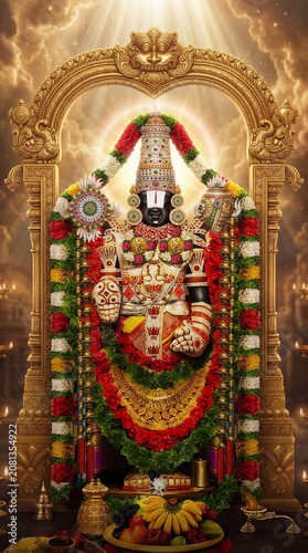 Divine Portrait of Lord Venkateswara (Tirupati Balaji) Adorned with Traditional Ornaments