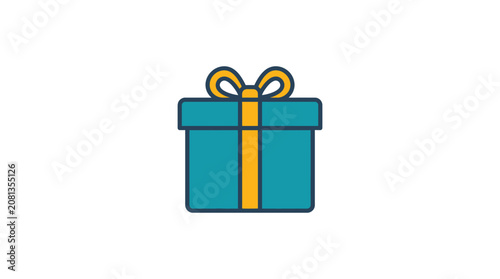 A simple flat vector illustration of a wrapped gift box with a bow