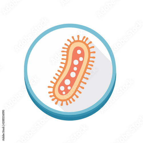 Flat icon of a bacterium with flagella