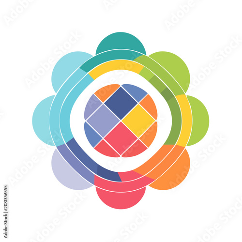 Colorful abstract geometric floral logo icon design element