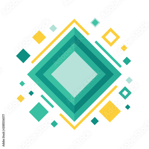 Abstract geometric diamond with squares and lines