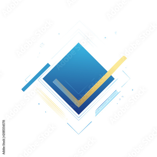 Abstract geometric diamond shape with gradient and lines