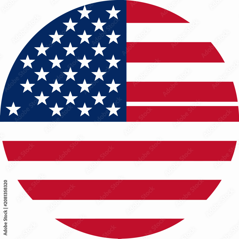 Fototapeta premium Circular Graphic Design Featuring the United States Flag with a Stylized Horizontal Stripe Pattern for Patriotic Web and Print Projects