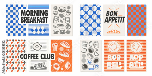 Foto retro diner graphic design with bold typography and food illustrations morning b