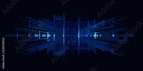 Foto dark blue futuristic corridor vector illustration perspective view space station