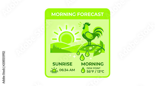 Rooster Crowing at Sunrise, Morning Forecast Weather Icon