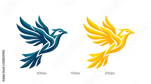 Stylized Bird Logo Design - Blue and Yellow