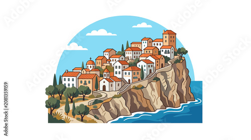 Mediterranean Village on Cliffside