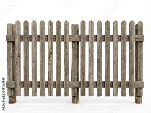 Classic Wooden Fence Isolated on White