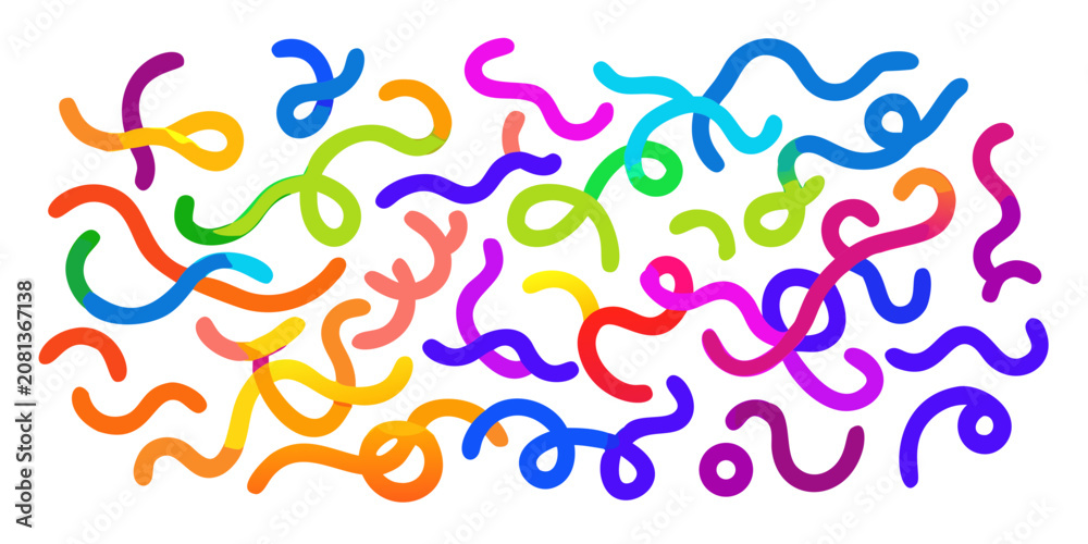 Fototapeta premium a collection of colorful squiggly lines on black background wavy looping abstract art vector graphic design pattern artwork modern contemporary visual