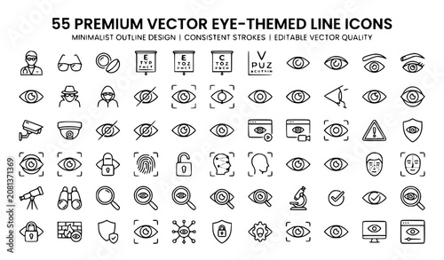Photos Modern Eye Outline Icons for User Interface Visibility and Monitoring