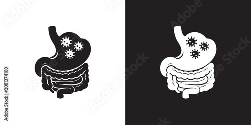 Human Stomach and Intestine Health Check Icon - Modern Gastrointestinal Medical Examination Graphic, Simple Gut Diagnostics Clinic Emblem, and Digestive System Care Vector