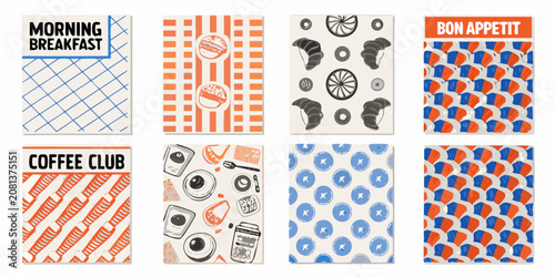 Obraz na plátne retro diner graphic design with bold typography and food patterns morning breakf