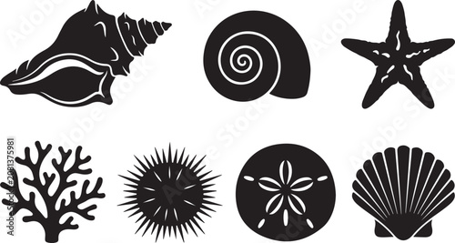Bild auf Leinwand Black and white ocean icons set