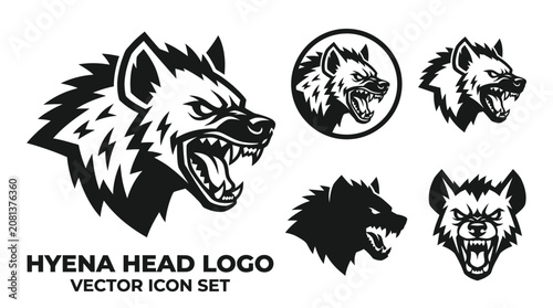 Tableau sur toile Aggressive hyena head vector logo collection.