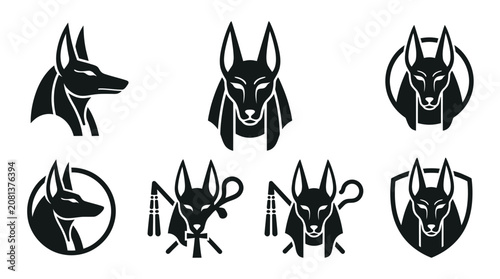Bilde på lerret Ancient Egyptian Anubis jackal head icons.