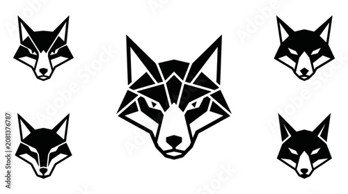 Tableau sur toile Geometric and minimalist fox head logo set.