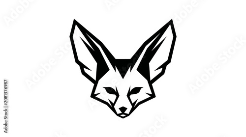 Bild auf Leinwand Large fennec fox head logo with big ears.
