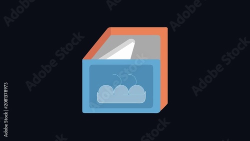 Cartoon style ice cream freezer on a black background