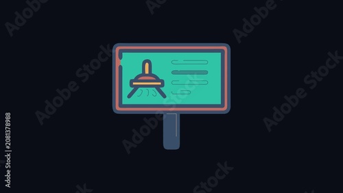 Stylized sign with an unidentified flying object illustration
