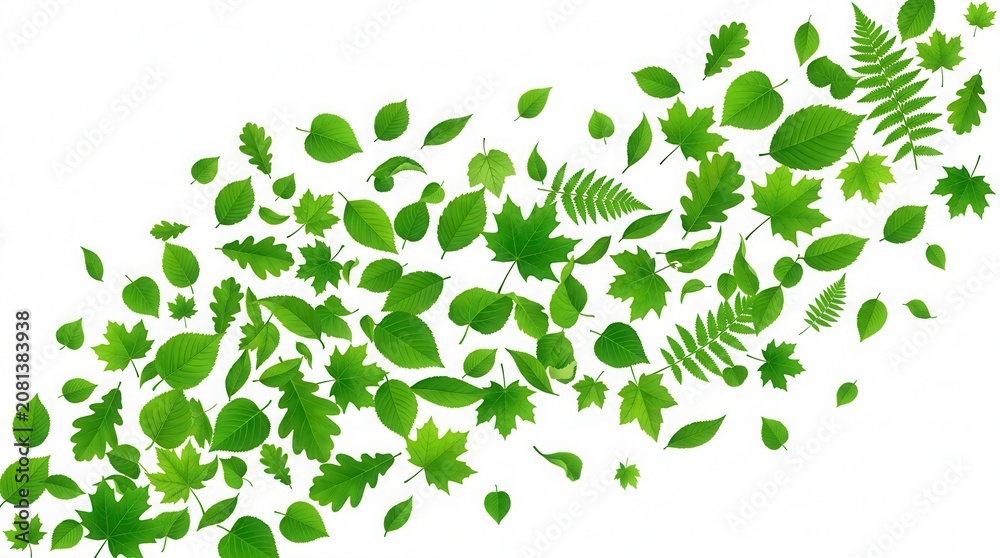Obraz premium Vibrant Green Citrus Leaves Against Clean White Background Fresh