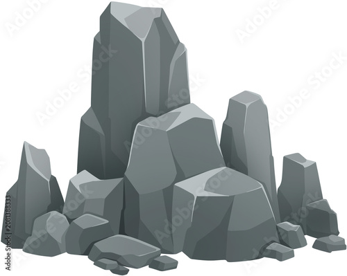Foto Gray rocky mountain cliff illustration for game design and landscape environment