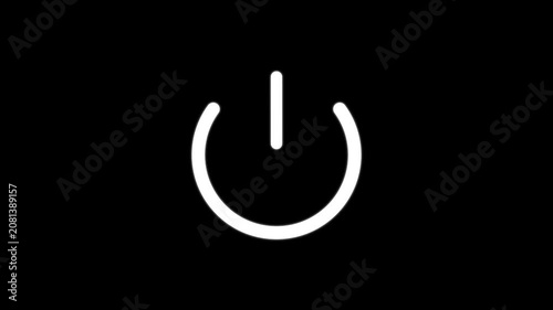 Abstract circle power button icon animation on black background, 4k video
